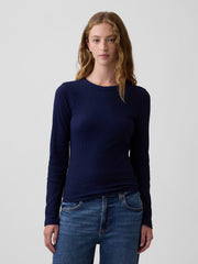 Waffle-Knit Crewneck T-Shirt - Navy Uniform