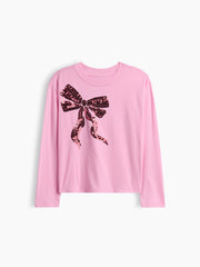 Kids Oversized Graphic T-Shirt - Pink Frosting Bow