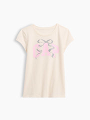 Kids Graphic T-Shirt - Ivory Logo Bow