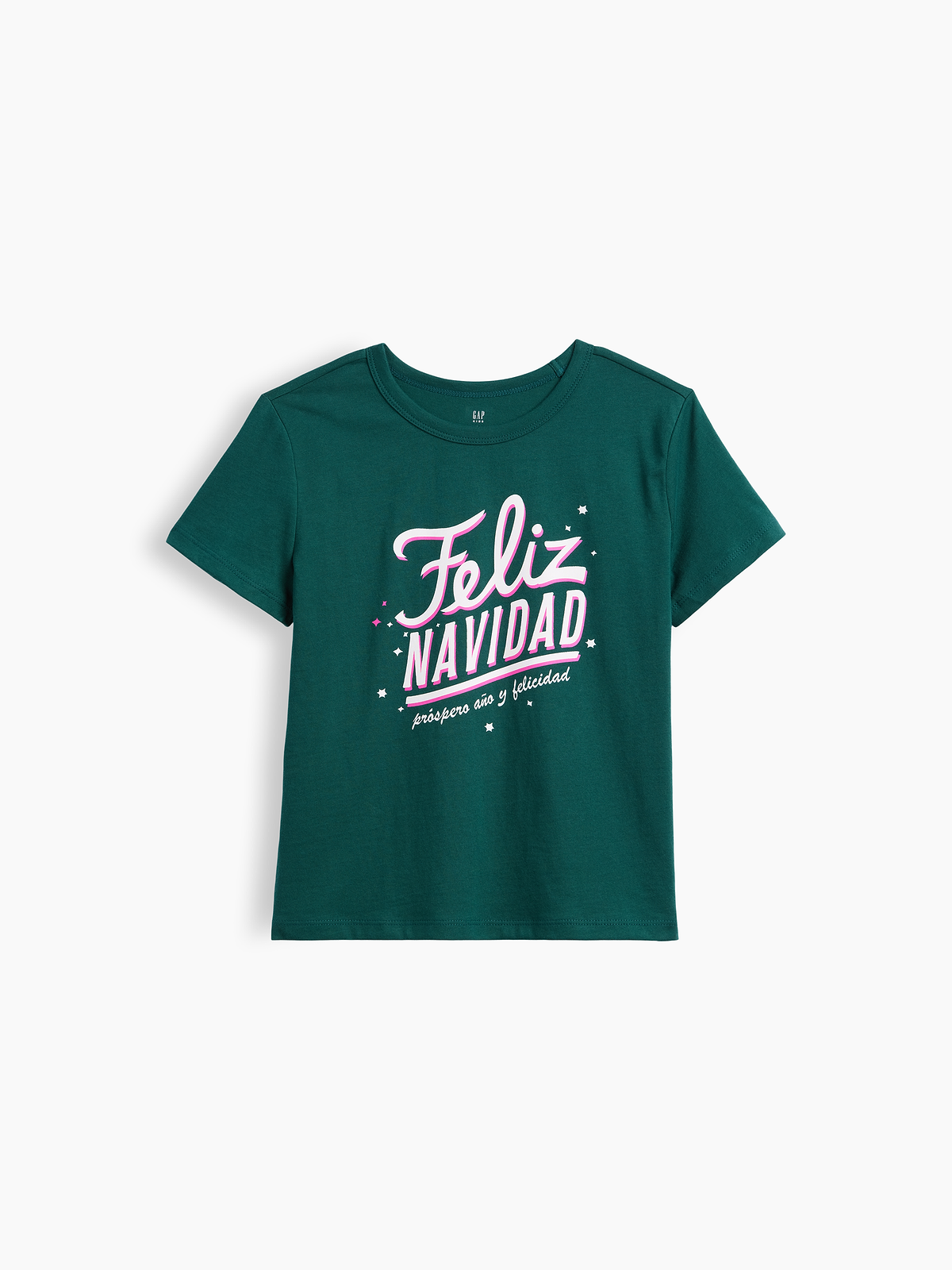Kids Graphic T-Shirt - Green Feliz Navidad