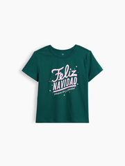 Kids Graphic T-Shirt - Green Feliz Navidad