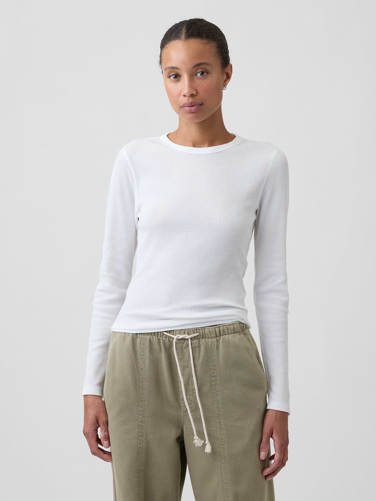 Waffle-Knit Crewneck T-Shirt - New Off White