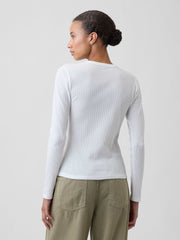 Waffle-Knit Crewneck T-Shirt