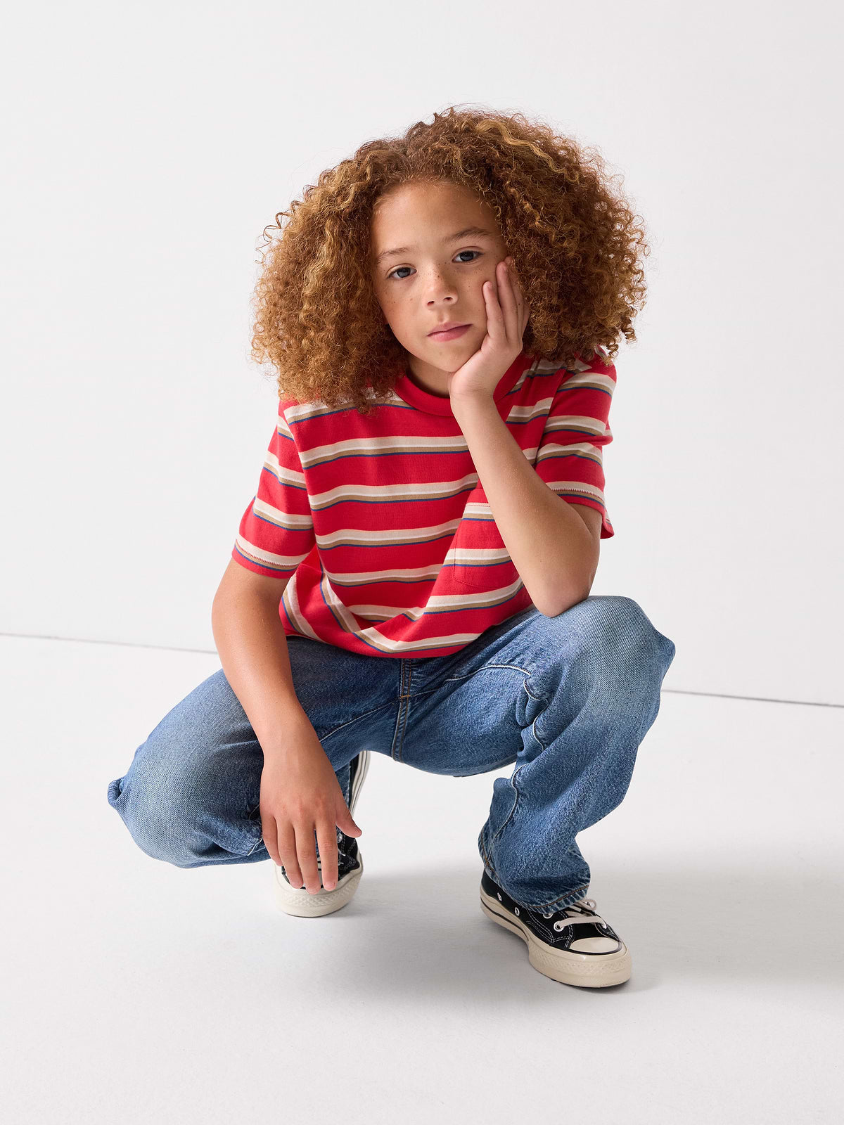 Kids Pocket T-Shirt - Red Stripes