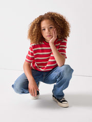 Kids Pocket T-Shirt - Red Stripes