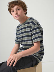 Kids Everyday Soft Relaxed Graphic T-Shirt - Green Stripe