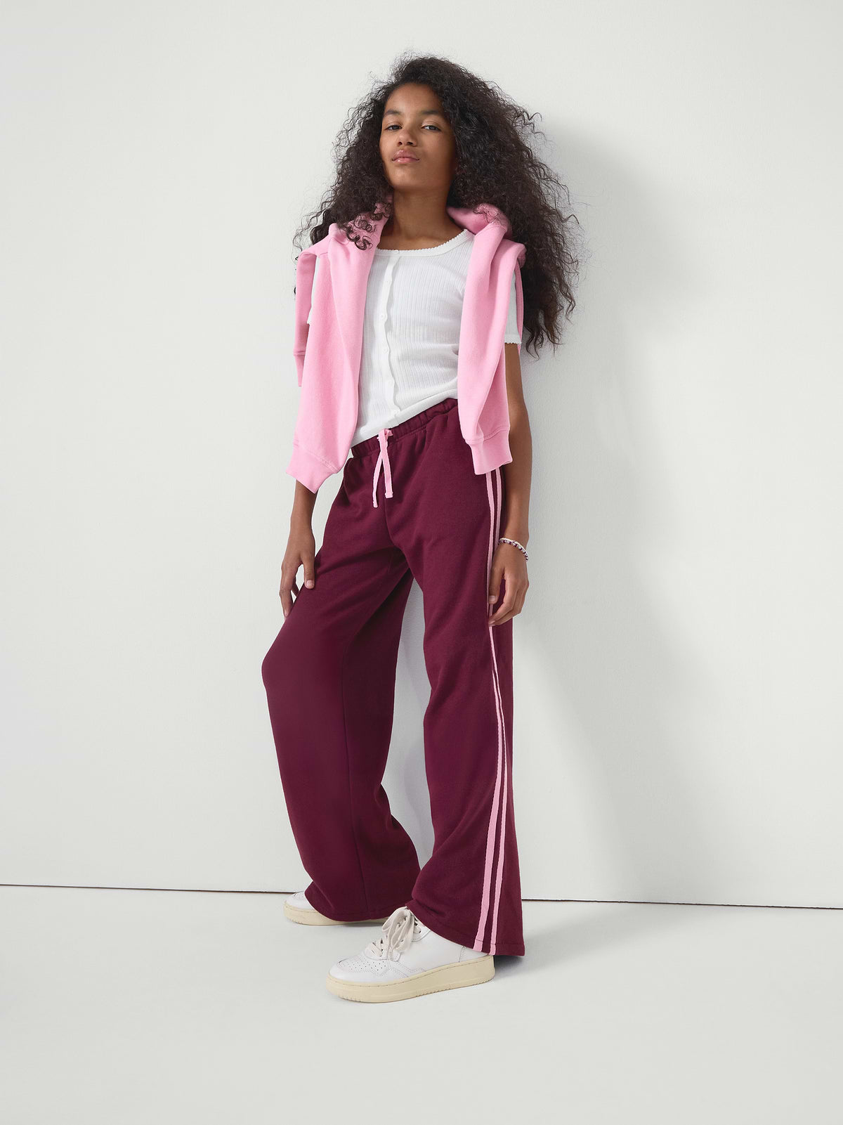 Kids Relaxed French Terry Track Pants - Tuscan Red