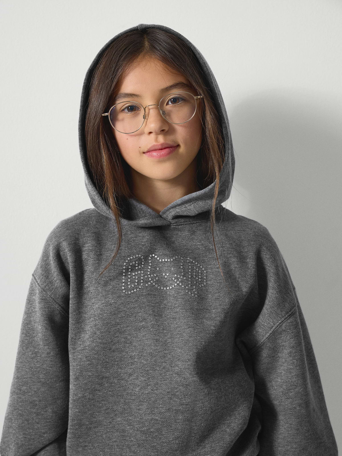 Kids Relaxed Fleece Hoodie - Grey Cat
