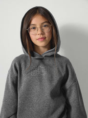 Kids Relaxed Fleece Hoodie - Grey Cat