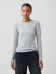 Waffle-Knit Crewneck T-Shirt - Grey