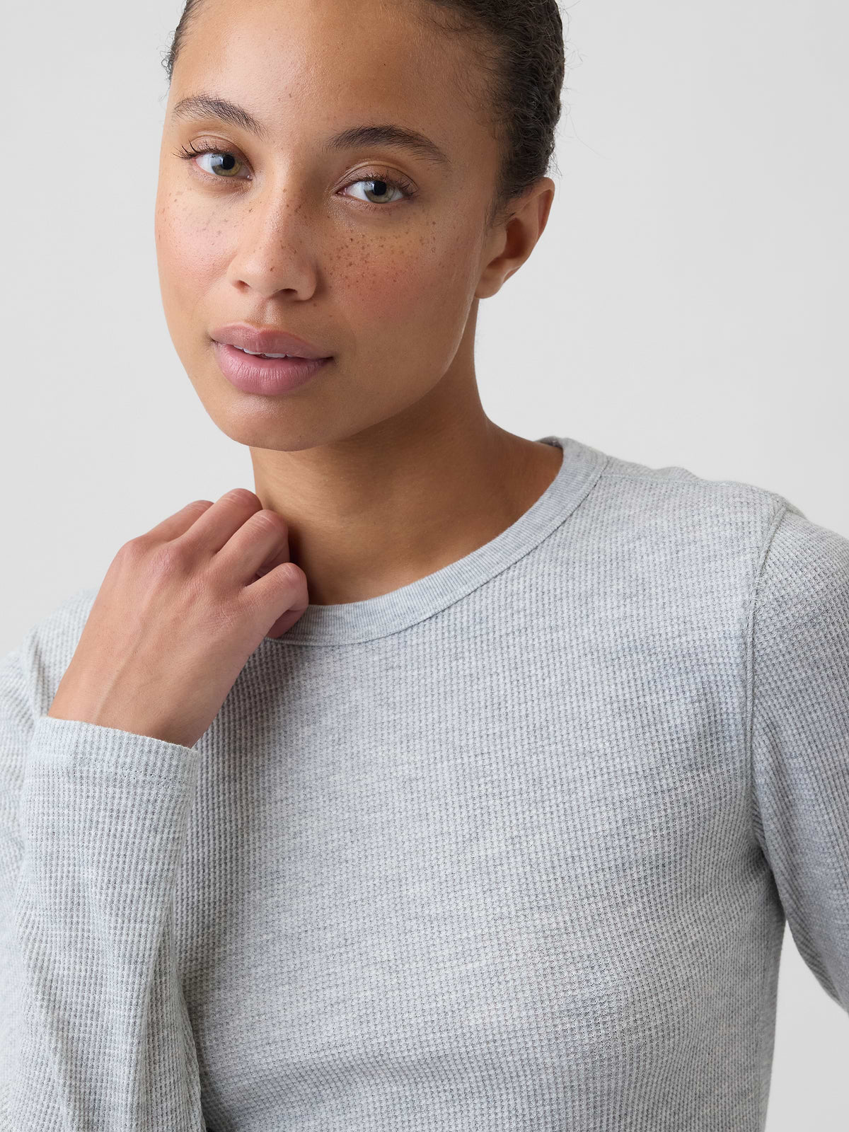 Waffle-Knit Crewneck T-Shirt