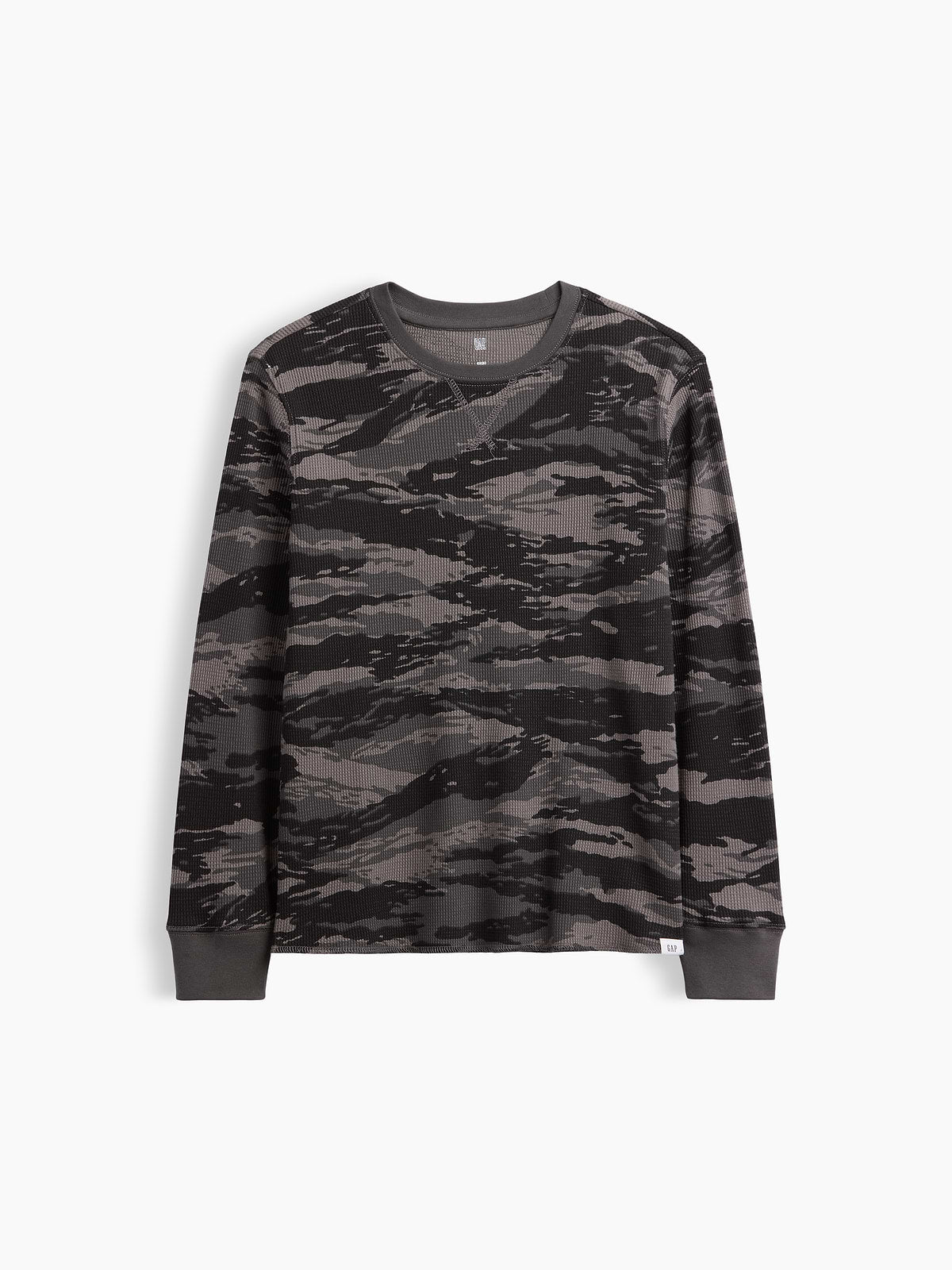 Kids Waffle-Knit Crewneck T-Shirt - Black Camo