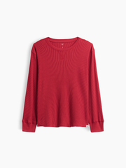 Kids Waffle-Knit Crewneck T-Shirt - Chakra Red