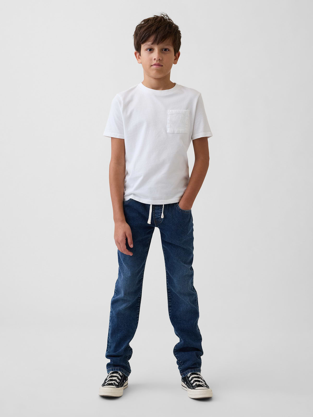 Kids Pull-On Slim Sweatpant Jeans - Dark Wash