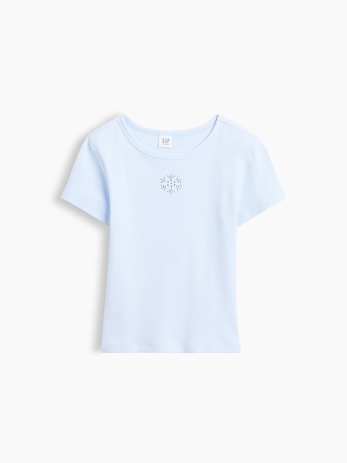 Kids Ribbed Crewneck T-Shirt - Essential Blue Snowflake
