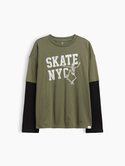 Kids Relaxed Graphic T-Shirt - Tweed Green