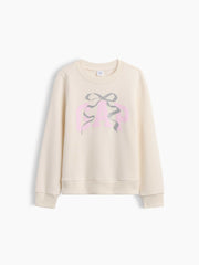 Kids Graphic Sweatshirt - Ivory Cream Bow