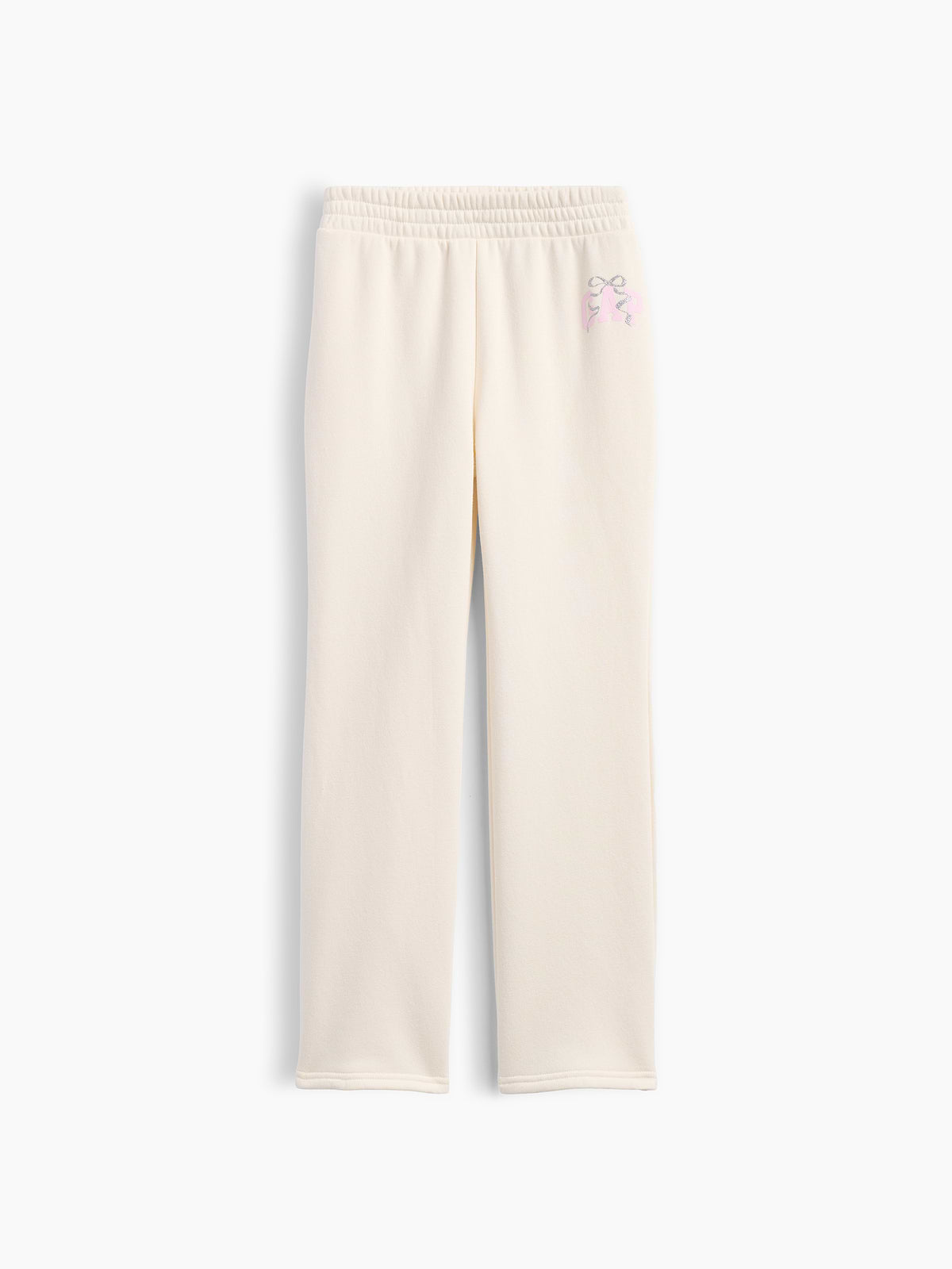 Kids Graphic Bootcut Sweatpants - Ivory Cream Bow