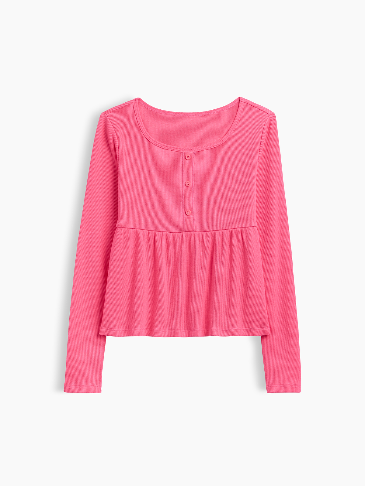 Kids Ribbed Peplum Top - Fandango Pink