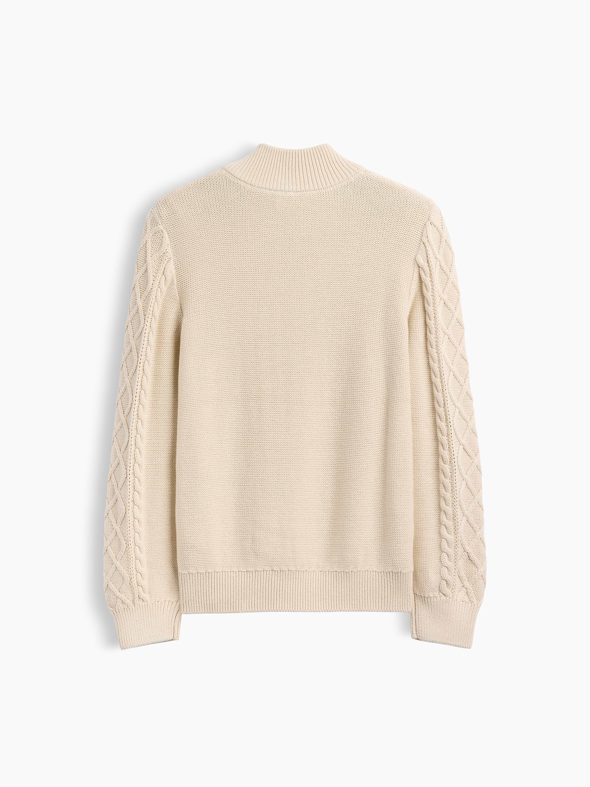Kids Relaxed Cable-Knit Mockneck Henley Sweater - Tan Chino