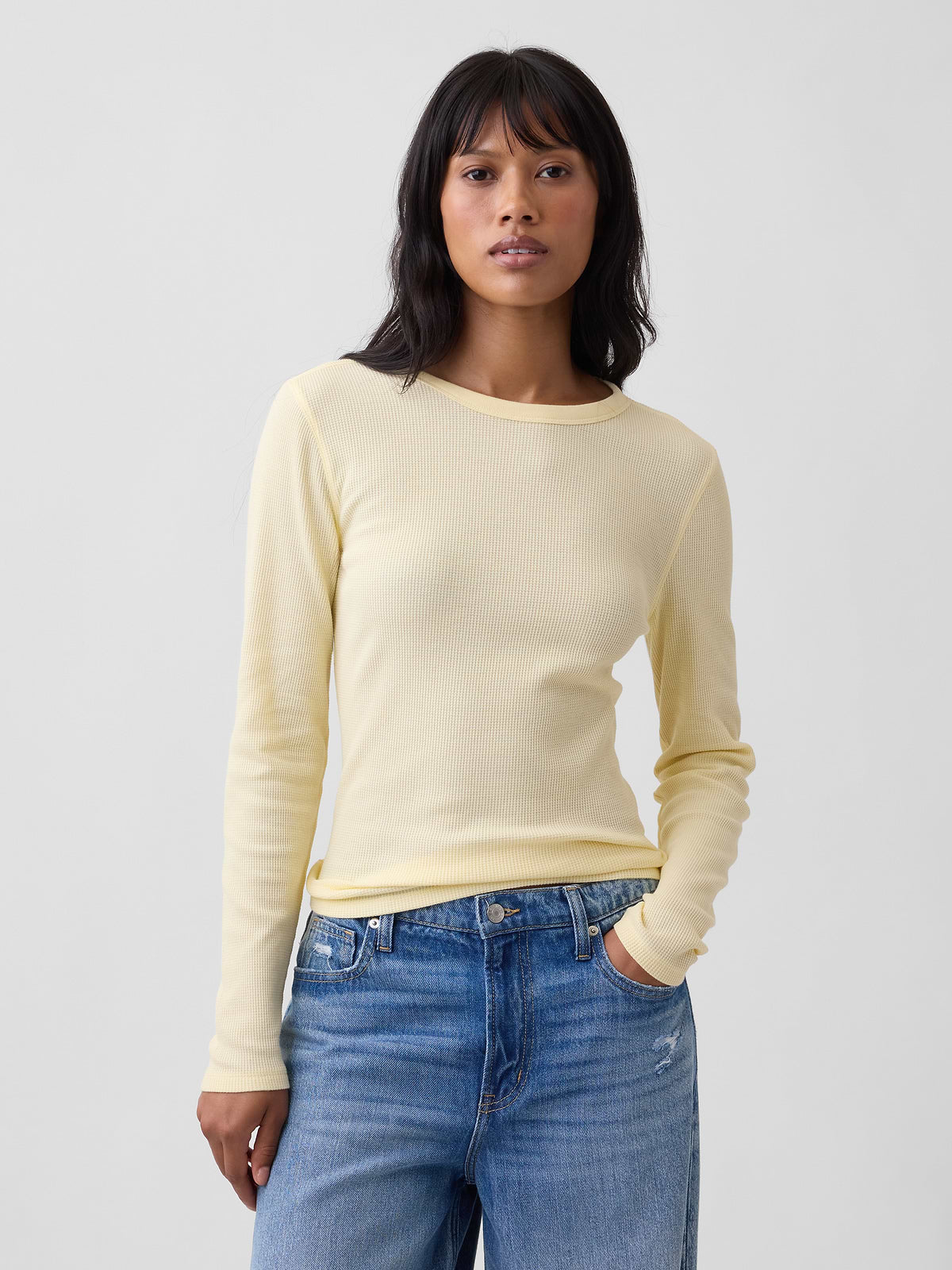 Waffle-Knit Crewneck T-Shirt - Maize