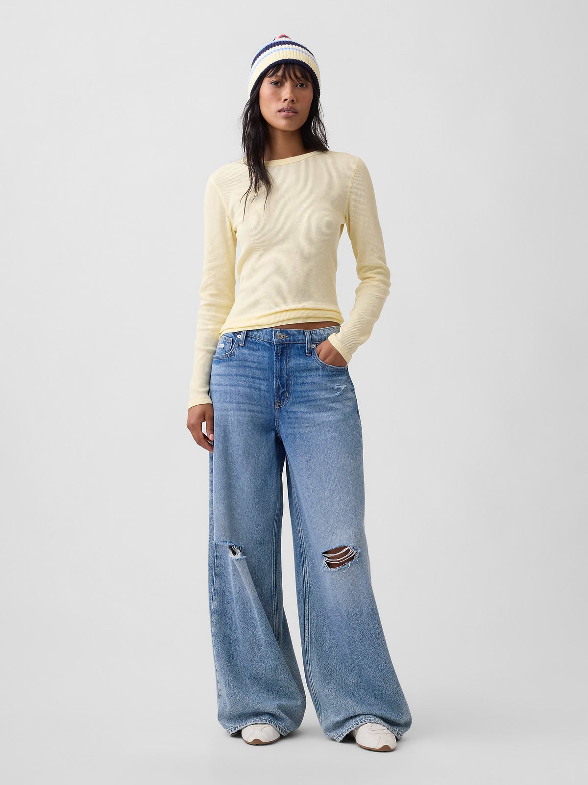 Waffle-Knit Crewneck T-Shirt