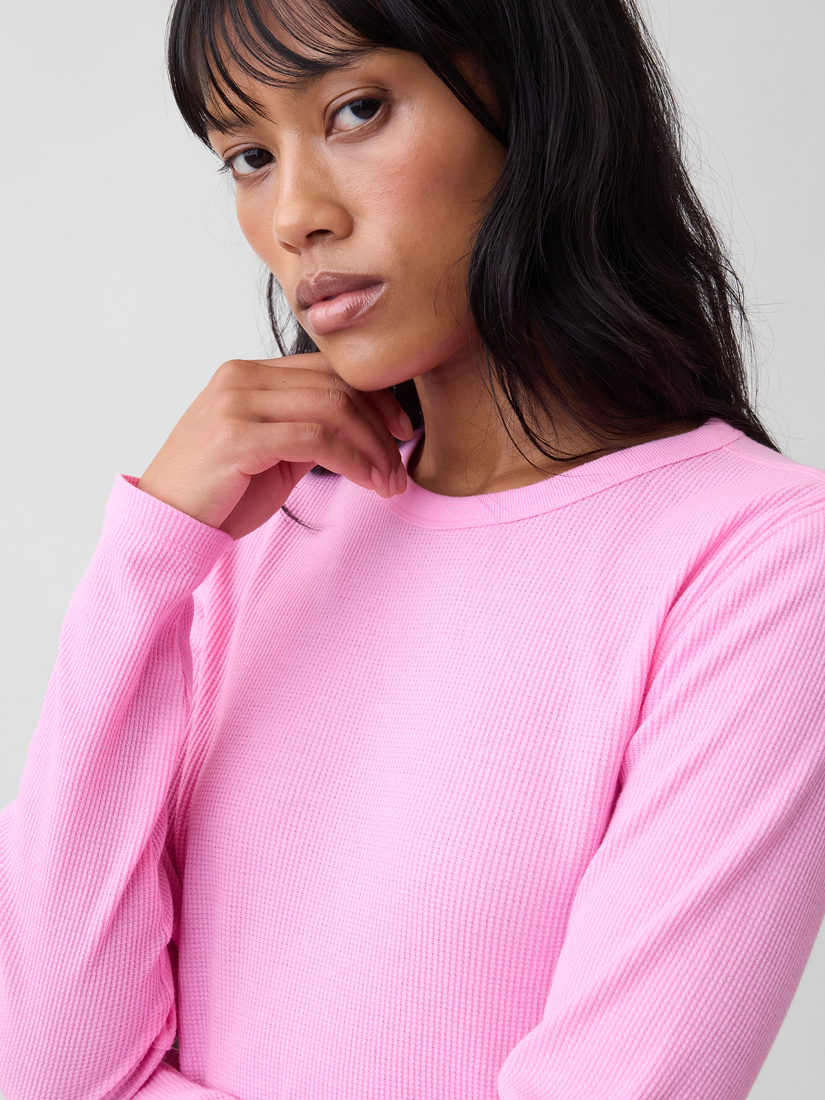 Waffle-Knit Crewneck T-Shirt