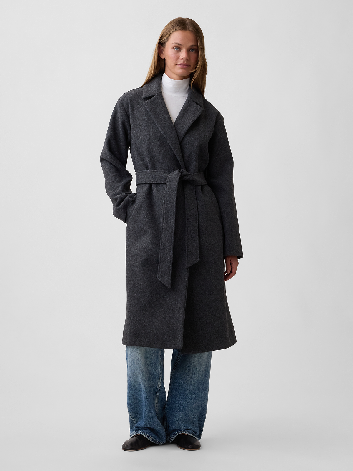 Relaxed Wrap Topcoat - Charcoal Gray