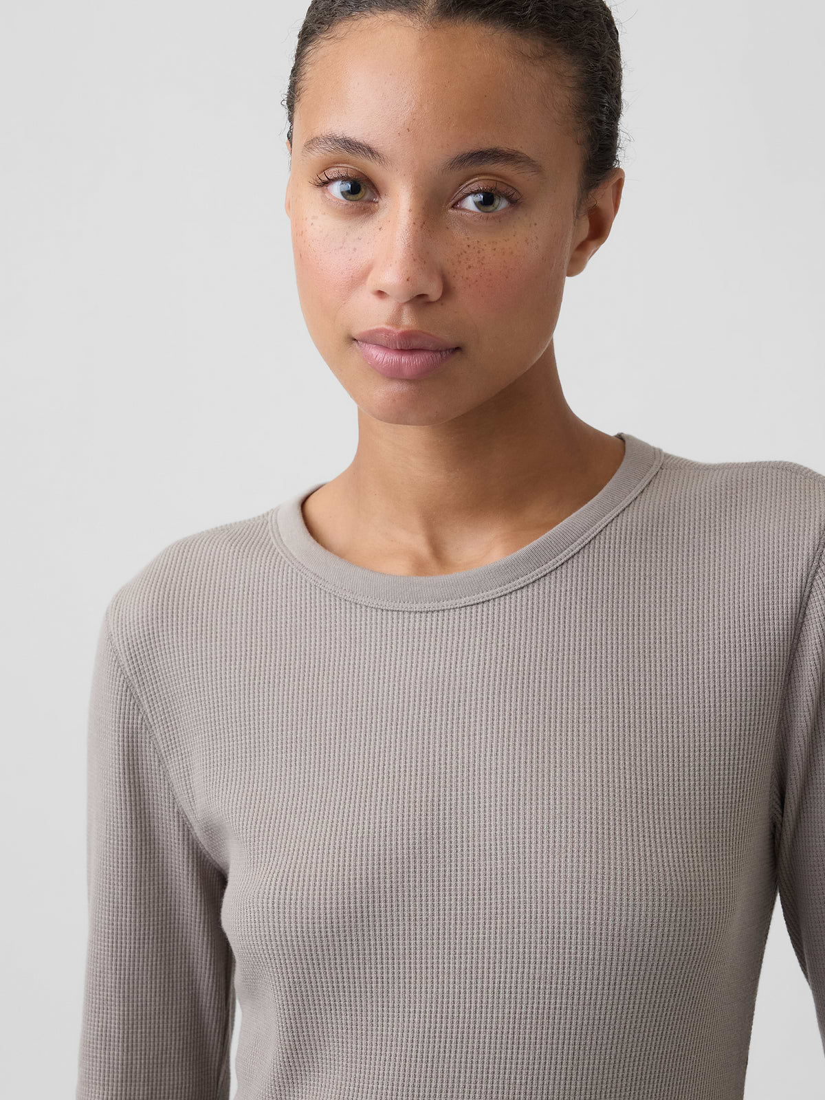 Waffle-Knit Crewneck T-Shirt