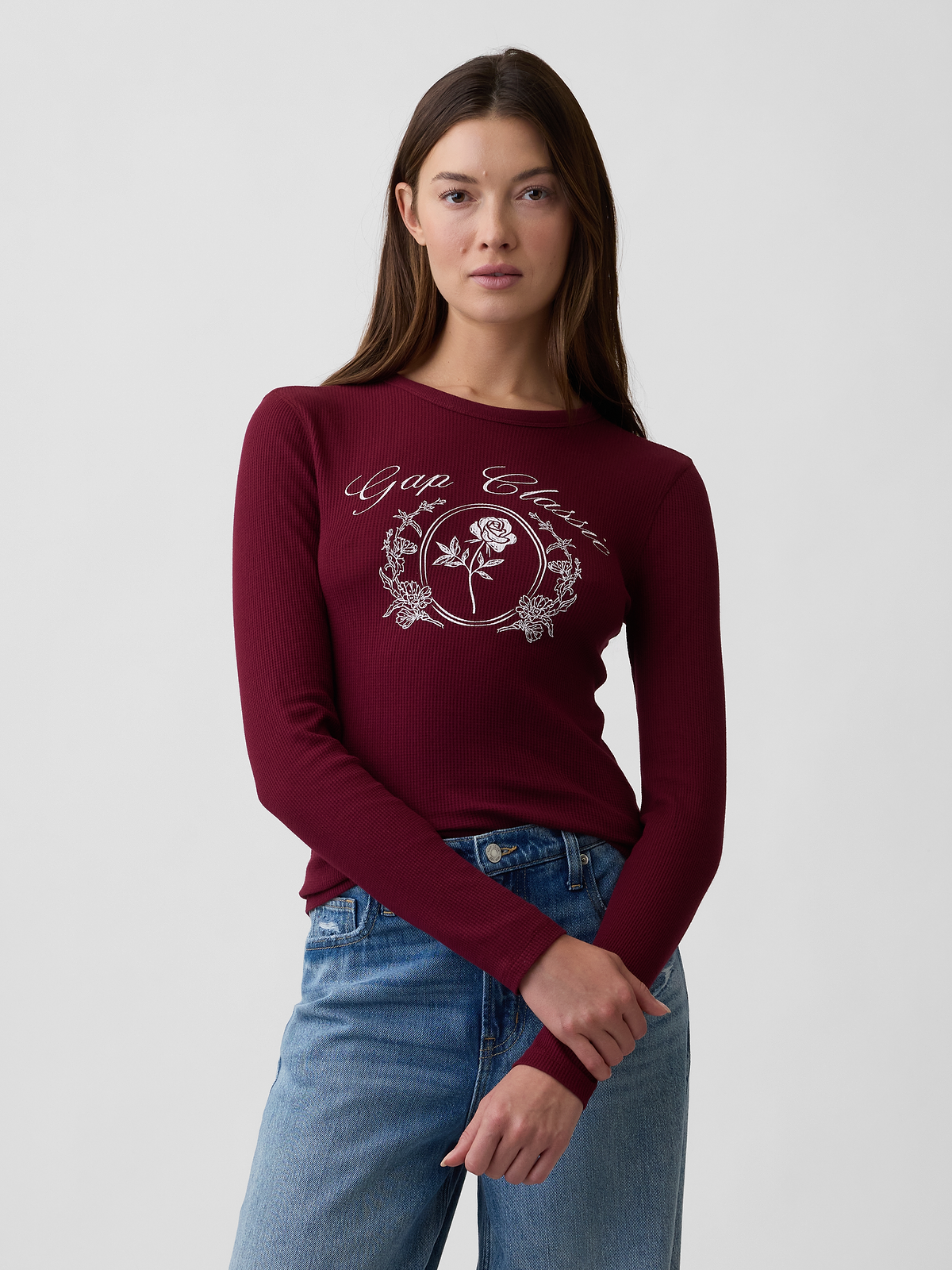Waffle-Knit Crewneck T-Shirt - Bell Burgundy