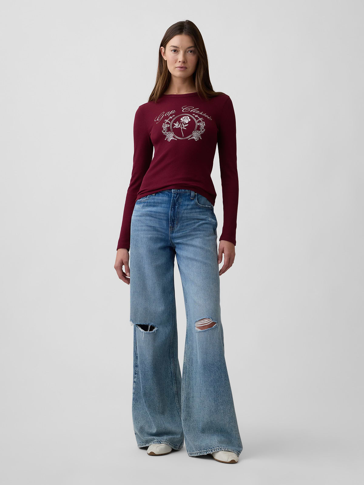 Waffle-Knit Crewneck T-Shirt
