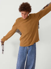 Kids Waffle-Knit Crewneck T-Shirt - Deep Camel Brown