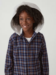 Kids Hooded Flannel Shirt - Navy Uniform