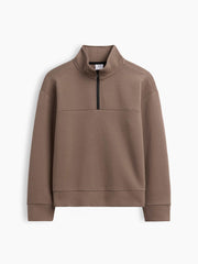 Kids Relaxed Quarter-Zip Tech Sweatshirt - Toasted Almond Brown