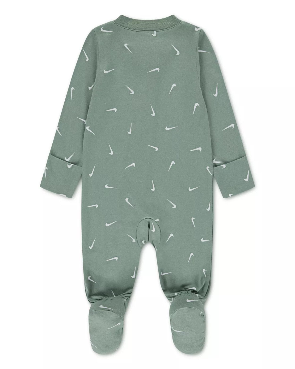 Newborn Baby Naik Printed Logo Footed Coverall in Color Green Size 9 months