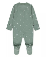 Newborn Baby Naik Printed Logo Footed Coverall in Color Green Size 9 months