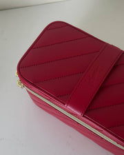 YSLoveskin Beauty Gift Red Quilted Makeup Vanity Case Bag Mirror