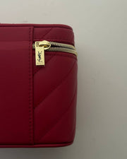 YSLoveskin Beauty Gift Red Quilted Makeup Vanity Case Bag Mirror